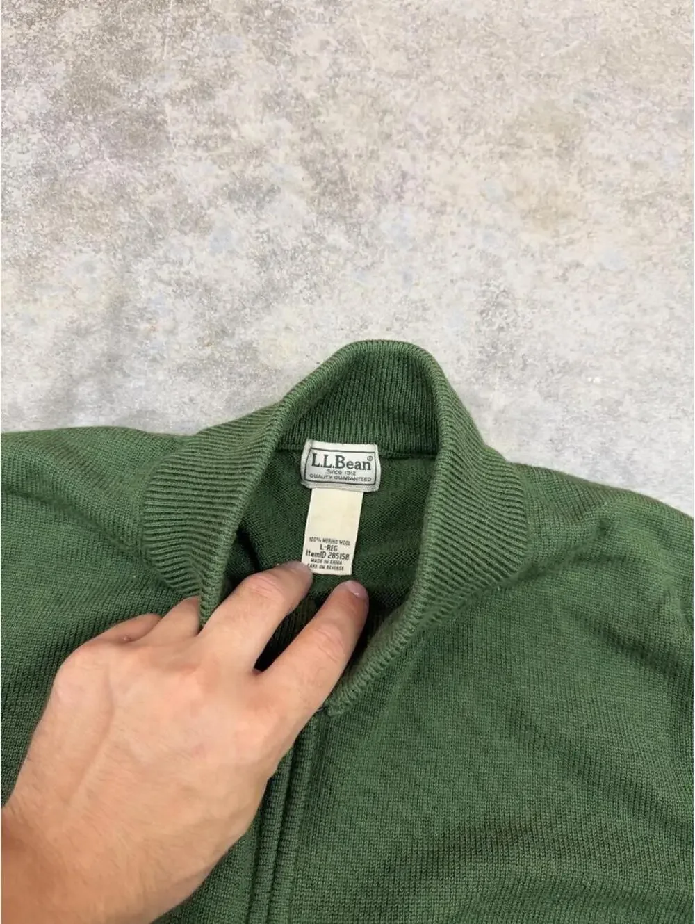 vintage l.l. bean lime green quarter zip knit sweater size large